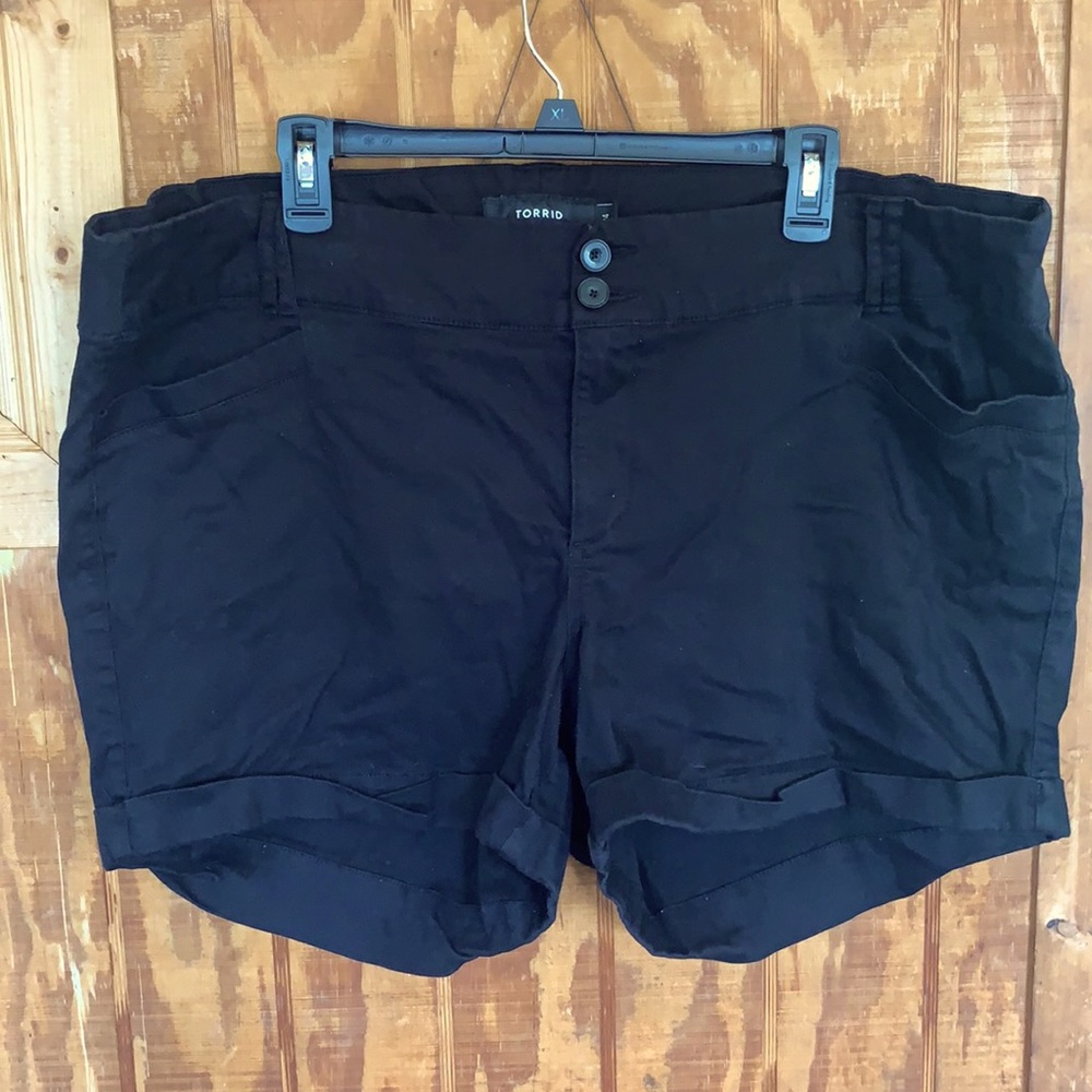 Torrid Black Double Button Zip up Stretchy Shorts